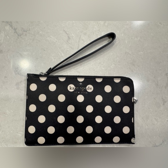 kate spade Handbags - kate spade Black and White Polka Dot Wristlet